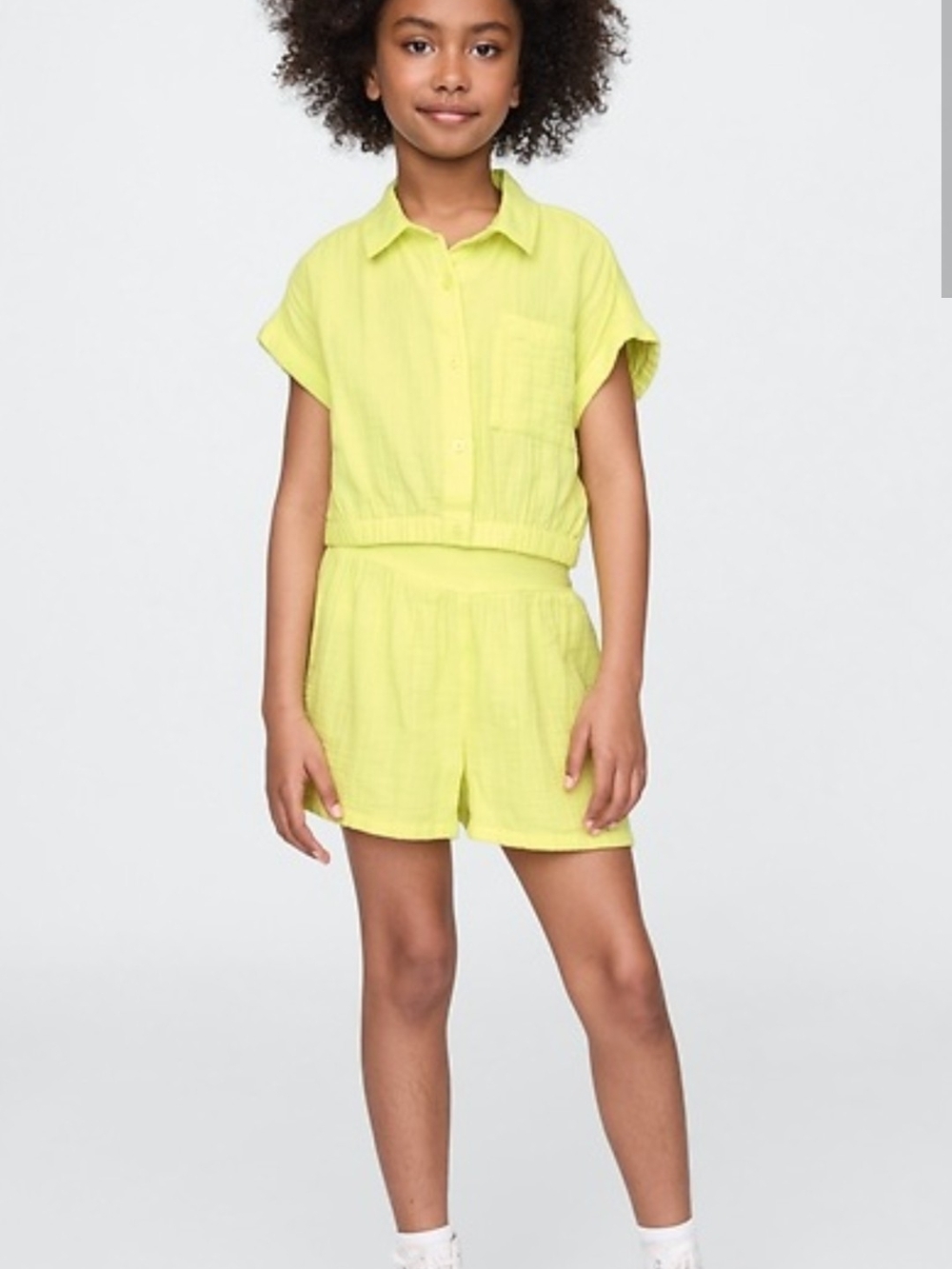 GAP Girls Neon Yellow Two-Piece Shirt and Shorts Set